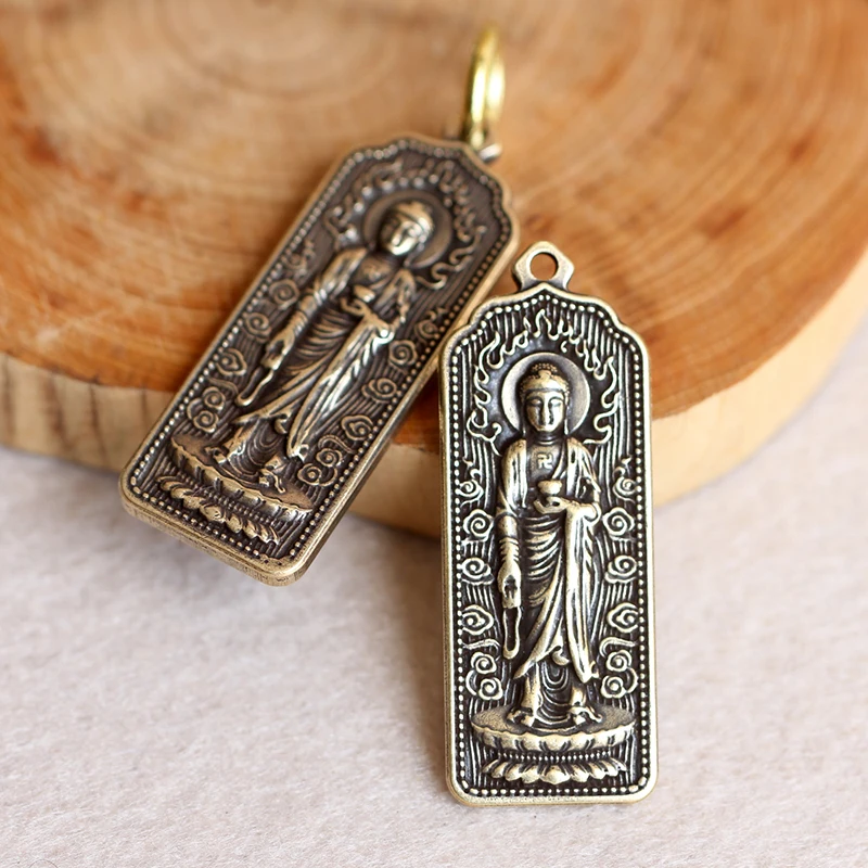 Латунный брелок для ключей с шестью надписями мантра Будды маленькие медные