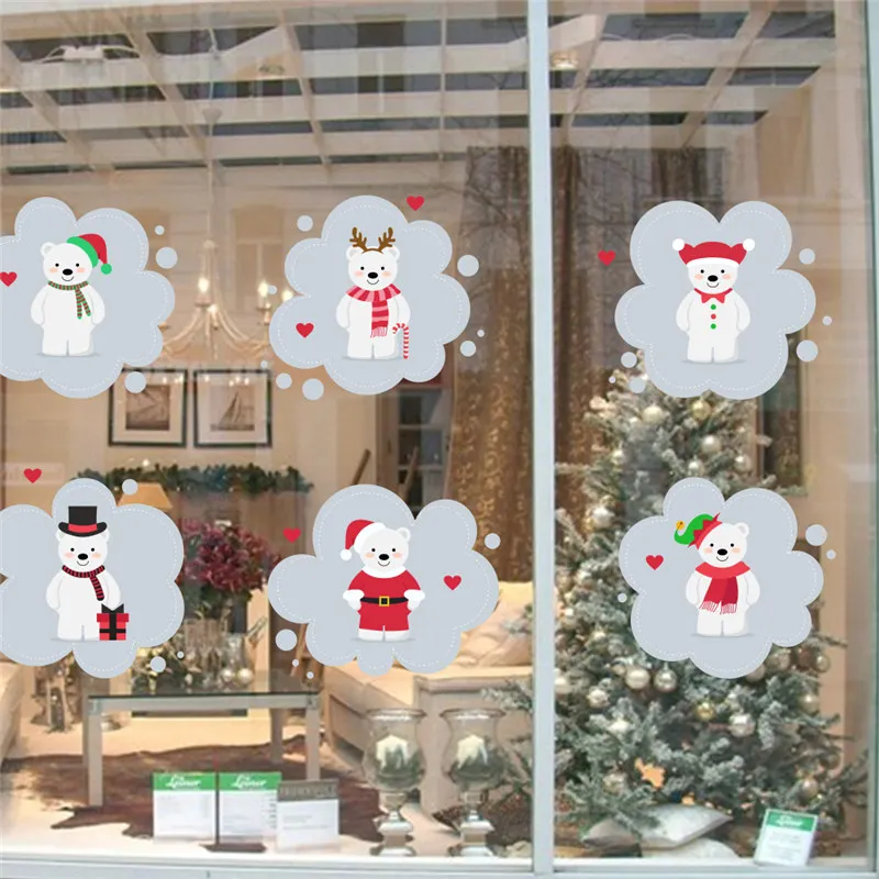

Funny Bears Cosplay Celebrate Christmas Wall Stickers For Shop Home Decoration Xmas Festival Mural Art Diy Kids Room Wall Decal