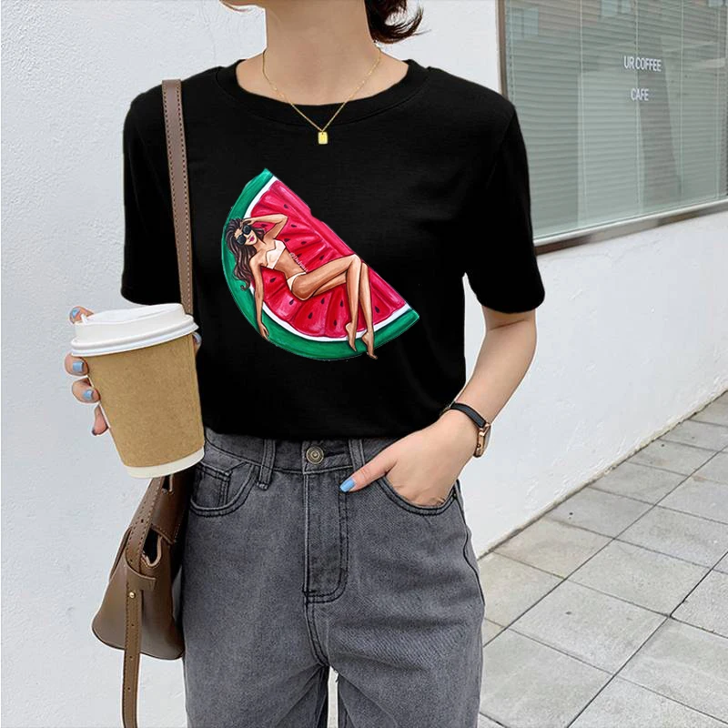 

Женская Винтажная футболка с принтом в виде арбуза и фруктов
