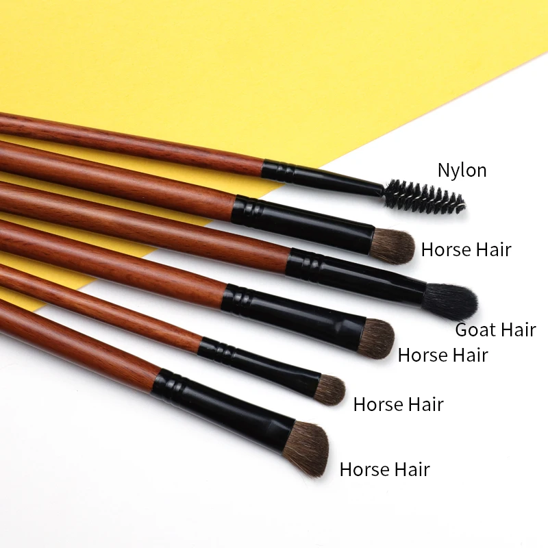 OVW 6pcs Pony/ Goat Hair Makeup Eye Shadow Brush Set Tapered Blending Make up Brushes Natural Pro Kit | Красота и здоровье