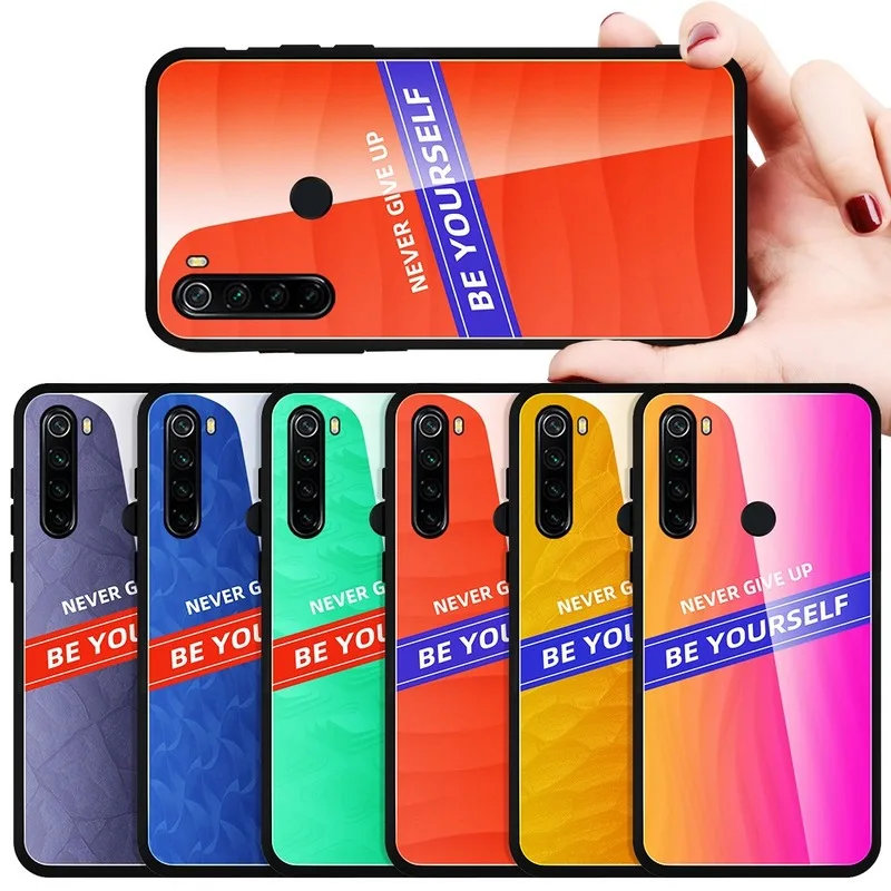Градиентный стеклянный чехол для телефона Xiaomi Redmi Note 8 Pro цветной мягкий