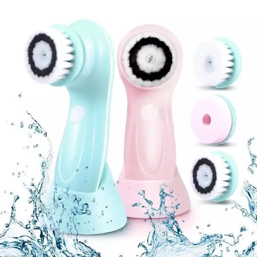 

Facial Cleansing Brush 3 Brush Heads USB Beauty Spa Rechargeable Electric Rotating Face IPX6 Waterproof