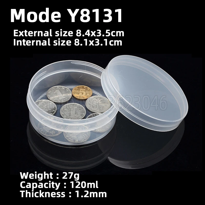 

10 pieces Y8131 Round Plastic Case Parts Accessory Organize Storage Screw Sample Transparent Box 8.1x3.1cm