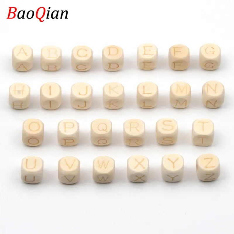 Бусины деревянные квадратные в форме букв алфавита 12 мм 20 шт.|Бусины| |