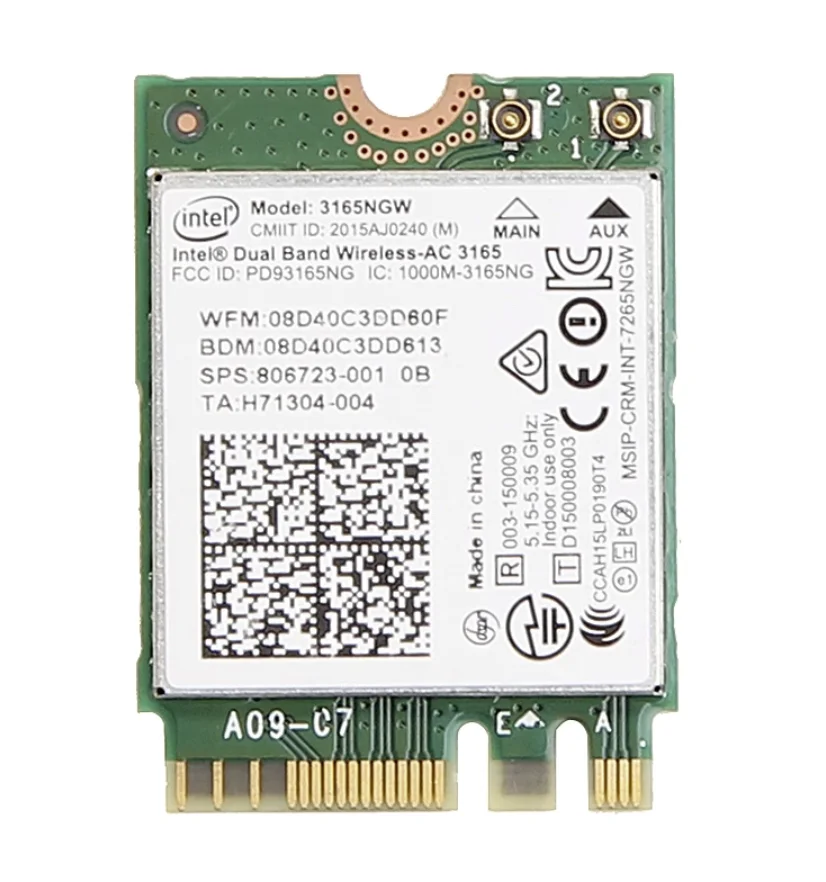 Двухдиапазонная беспроводная карта intel 3165 3165NGW 3165AC AC + Bluetooth4.2 Mini NGFF wifi 802.11AC 4 2 433