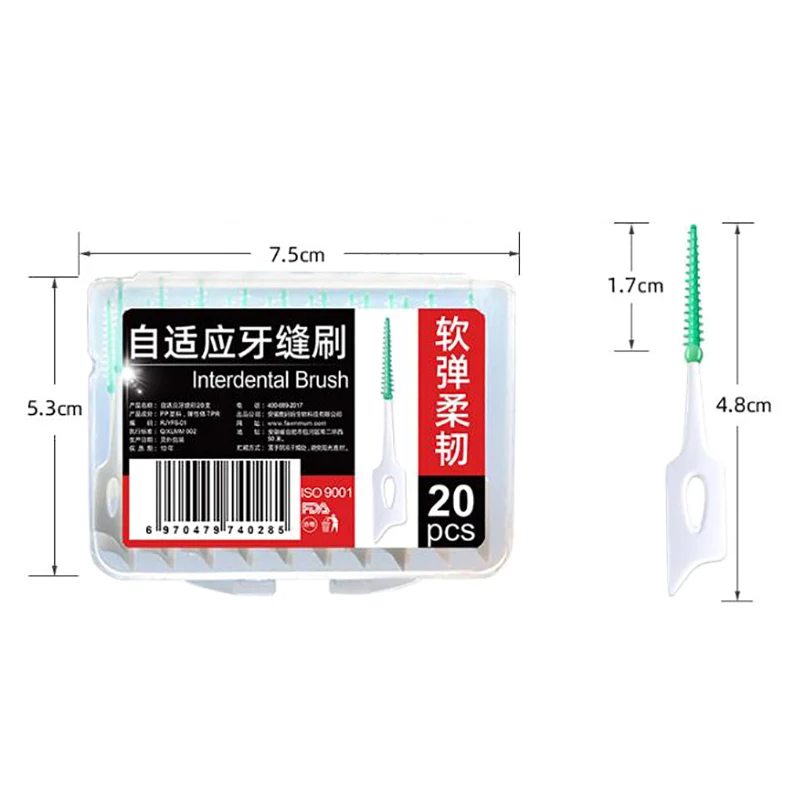 

20pcs/box Double Head Floss Silicone Interdental Brush Toothpick Household Hygiene Dental Flosser