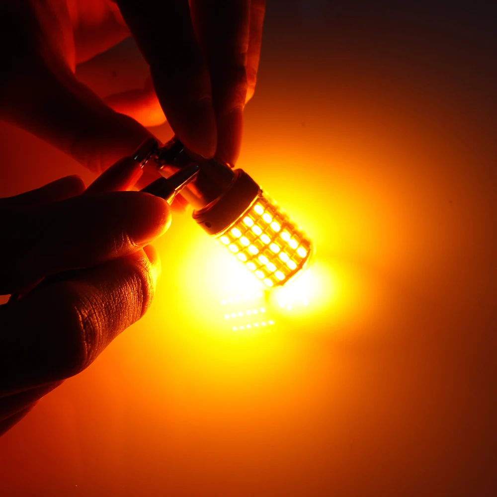 Двухцветные светодиодные лампы OKEEN T20 7440 W21W 2 шт. 3014 144 Smd светильник поворотники