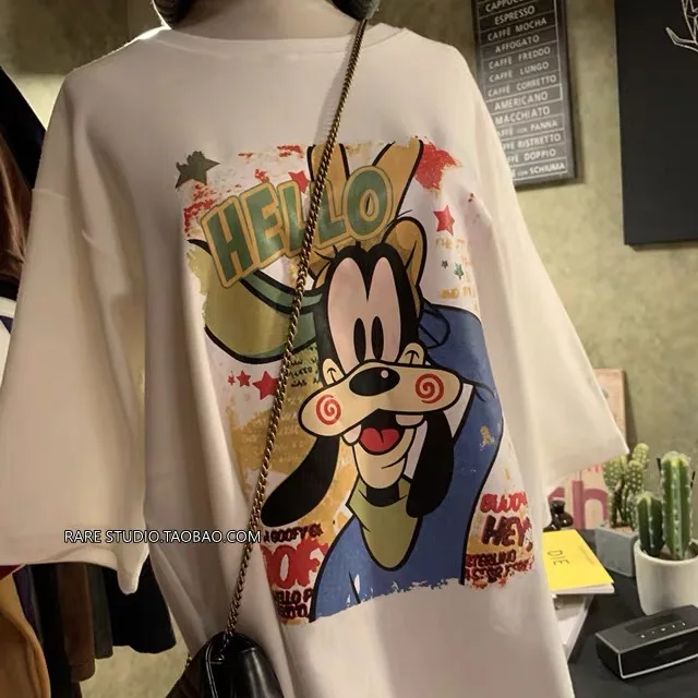 

ZA short-sleeved t-shirt loose Korean style ins fashion high flying dog cartoon female t-shirt summer tops women tee tops