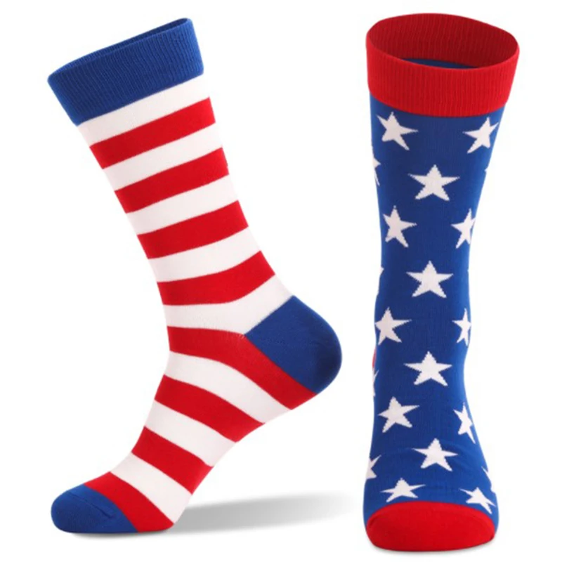 

Stars And Stripes Pattern Socks For Men Fall And Winter Cotton Socks Top Quality Best Gift