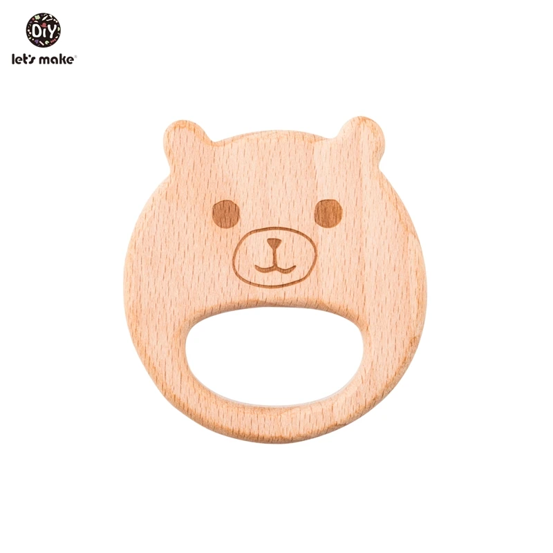 bear Давайте сделаем детские деревянные Прорезыватели грызун мультфильм Животные Бук деревянная Рождественская елка прорезывание зубов BPA бесплатно Уход за зубами продукты 1 шт - Цвет: bear