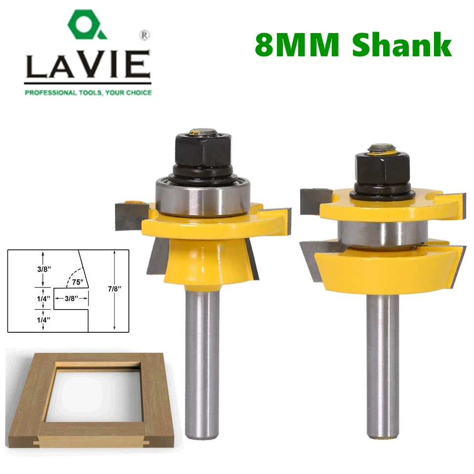 2 шт. 8 мм выпуклый хвостовик фрезы рельсовый и стиль набор фрез шейкер дверной нож
