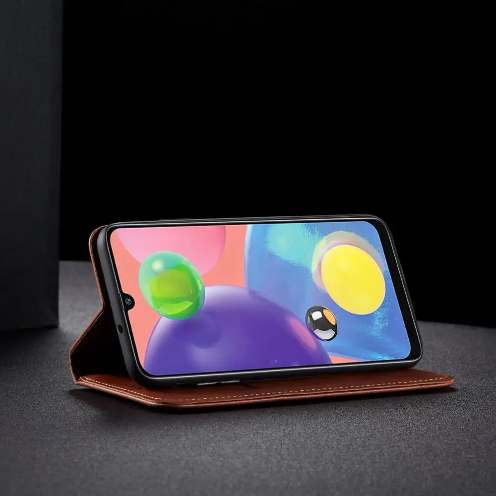 Тонкий кожаный флип чехол для samsung Galaxy A51 A71 A80 A90 A70 S A60 A50 A30 A20 A10 Plus кошелек с