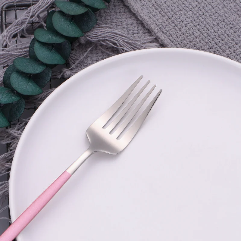 

Pink Silver Cutlery Set Stainless Steel Flatware Gold Fork Spoon Knife Set Dinnerware Dinner Golden Tableware Set Dropshopping