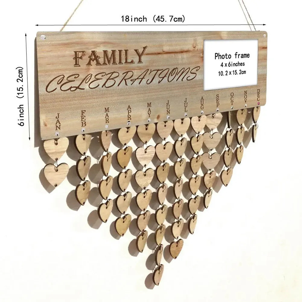 

Birthday Reminder Calendar Plaque Wall Hanging Wooden Family And Friends Birthday Remind Board Craft DIY Home Decoration Gifts