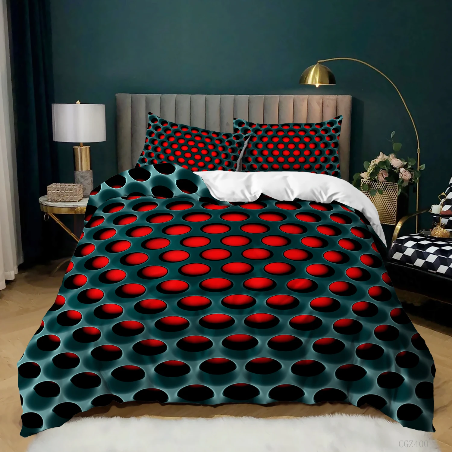 

Geometric Honeycomb Comforter Cover Plaid Duvet Cover Modern Marble Bedding Set 3pcs Housse De Couette