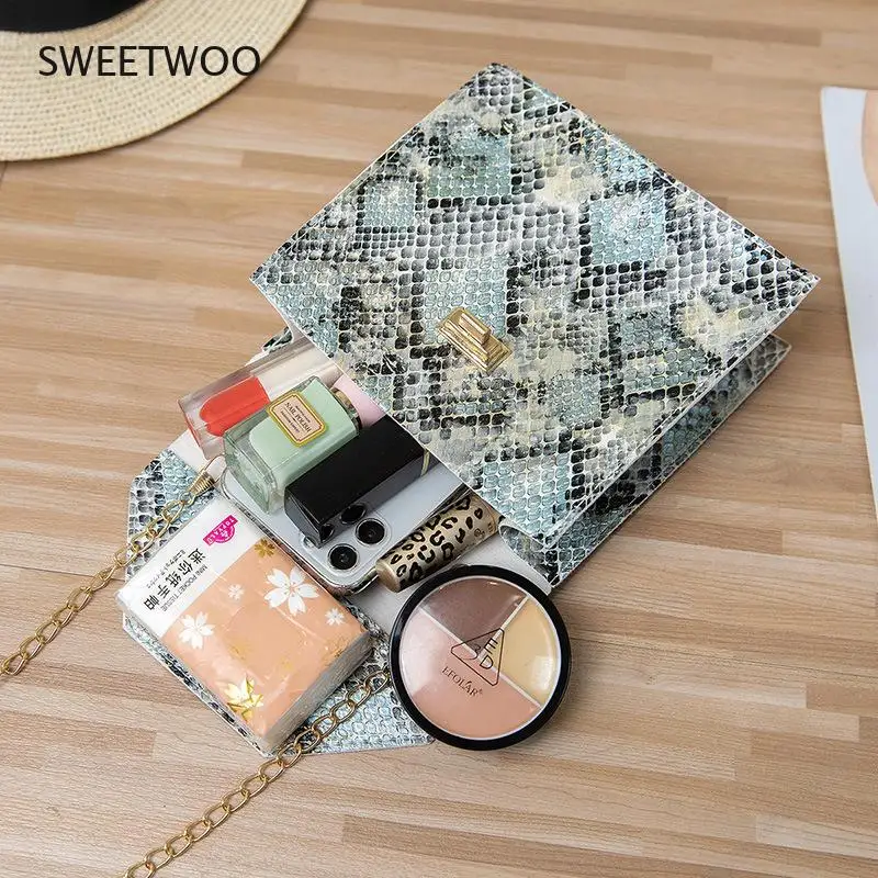 

Women for Wallet Snake Pattern Bag 2021 New Pearl Handbag Chain Shoulder Messenger Bag Coin Purse Clutch