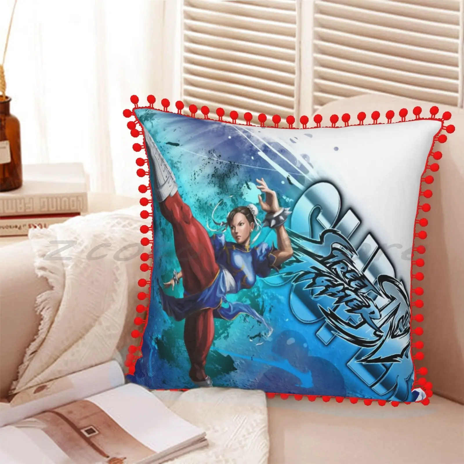 Наволочка Chun Li Super 4-гранж из хлопка и льна наволочка с надписью плюшевый помпон 4