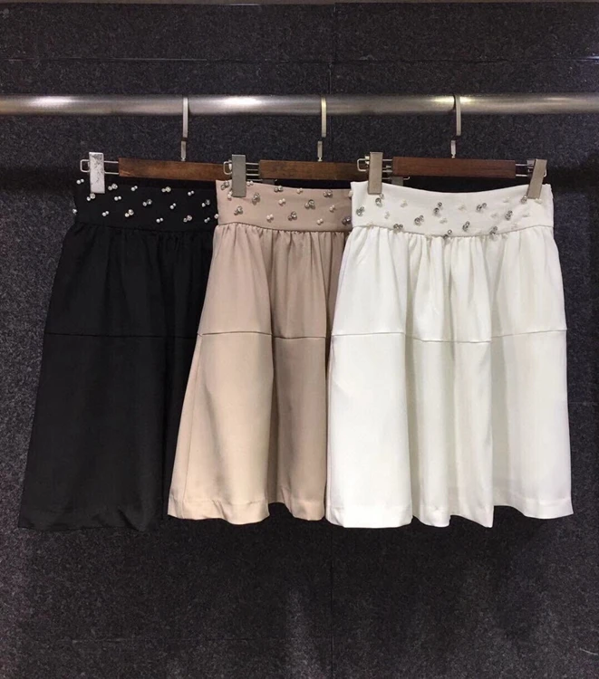 

2021 new women fashion heavy industry customized beads diamond stitching skirt waist decoration all-match short skirt skirt 605