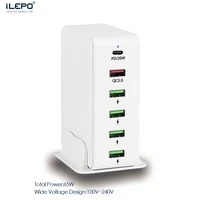 ilepo 65w 6 usb fast charger qc3 0 pd3 0 20w usb c charger for iphone 12 11 max pro type c fast charging with cable phone charge