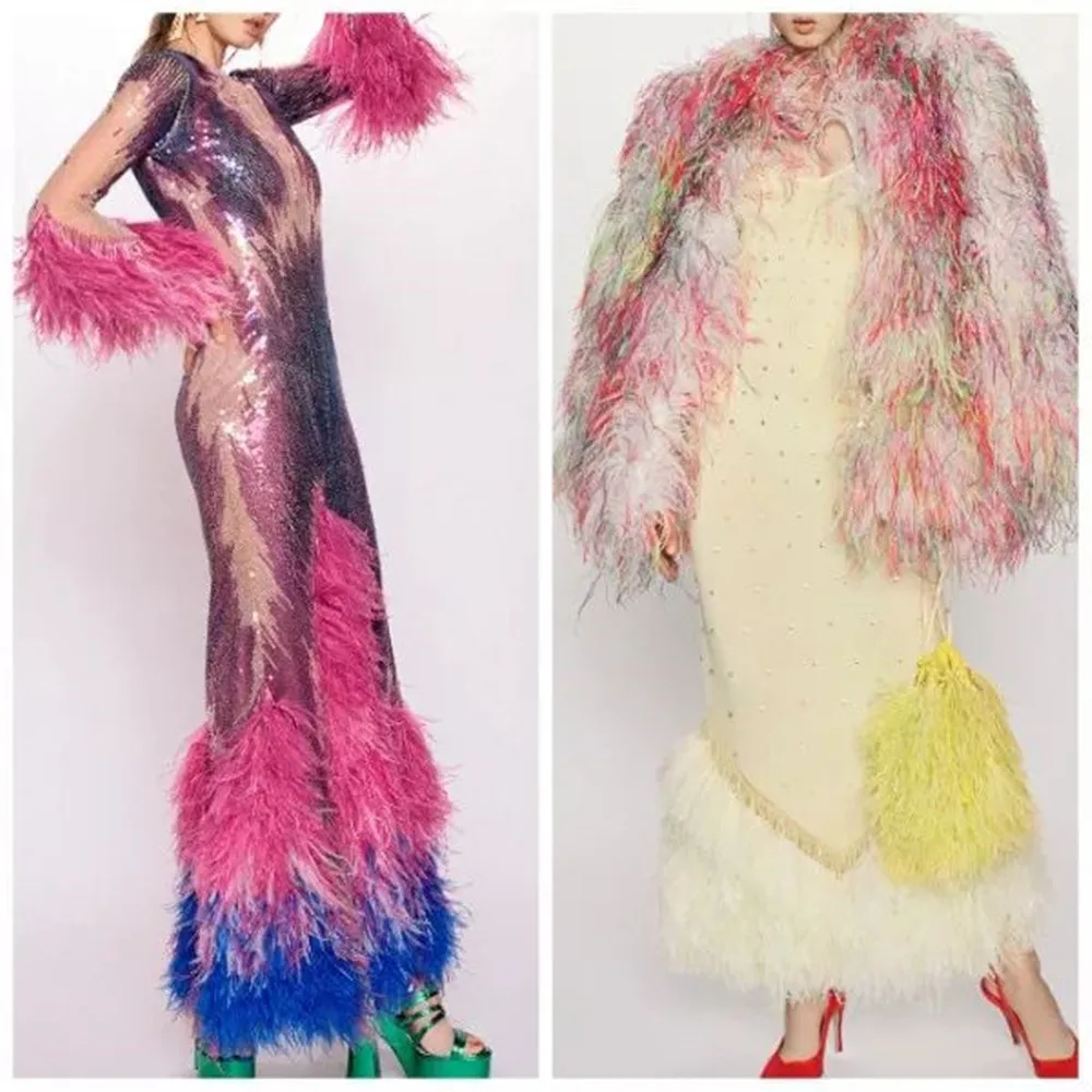 Лента из страусиных перьев ширина 10-15 см 1 метр для украшения свадебного платья