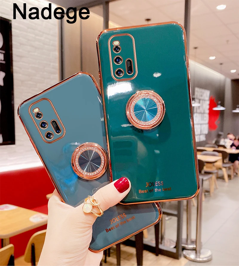 

Чехол для Vivo iQOO3, iQoo Neo, 3, Vivo iQoo z1x, с гальваническим покрытием, с подставкой Чехол-держатель с кольцом, подарок для девочек, чехол для Vivo iQoo, UEX