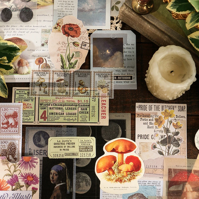 60 шт. грибные марки Лунная микс бумага мусорный журнал планировщик для