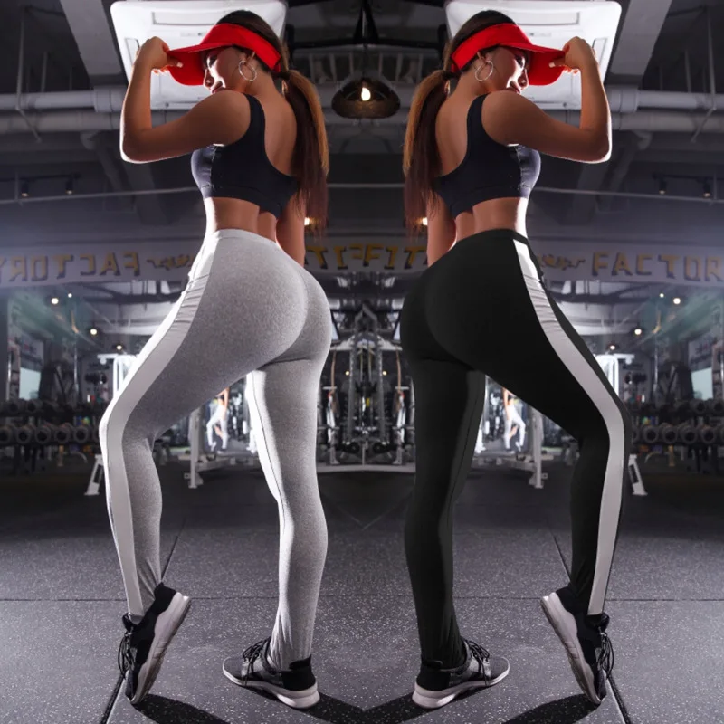 

Fashion Costumes New Women's Leggings High Waist Side White Running Women's Fitness Pants