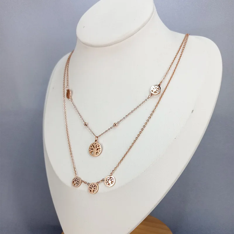 

New hip-hop wishing tree coin titanium steel necklace long female European and American ins style net red coin sweater chain dou
