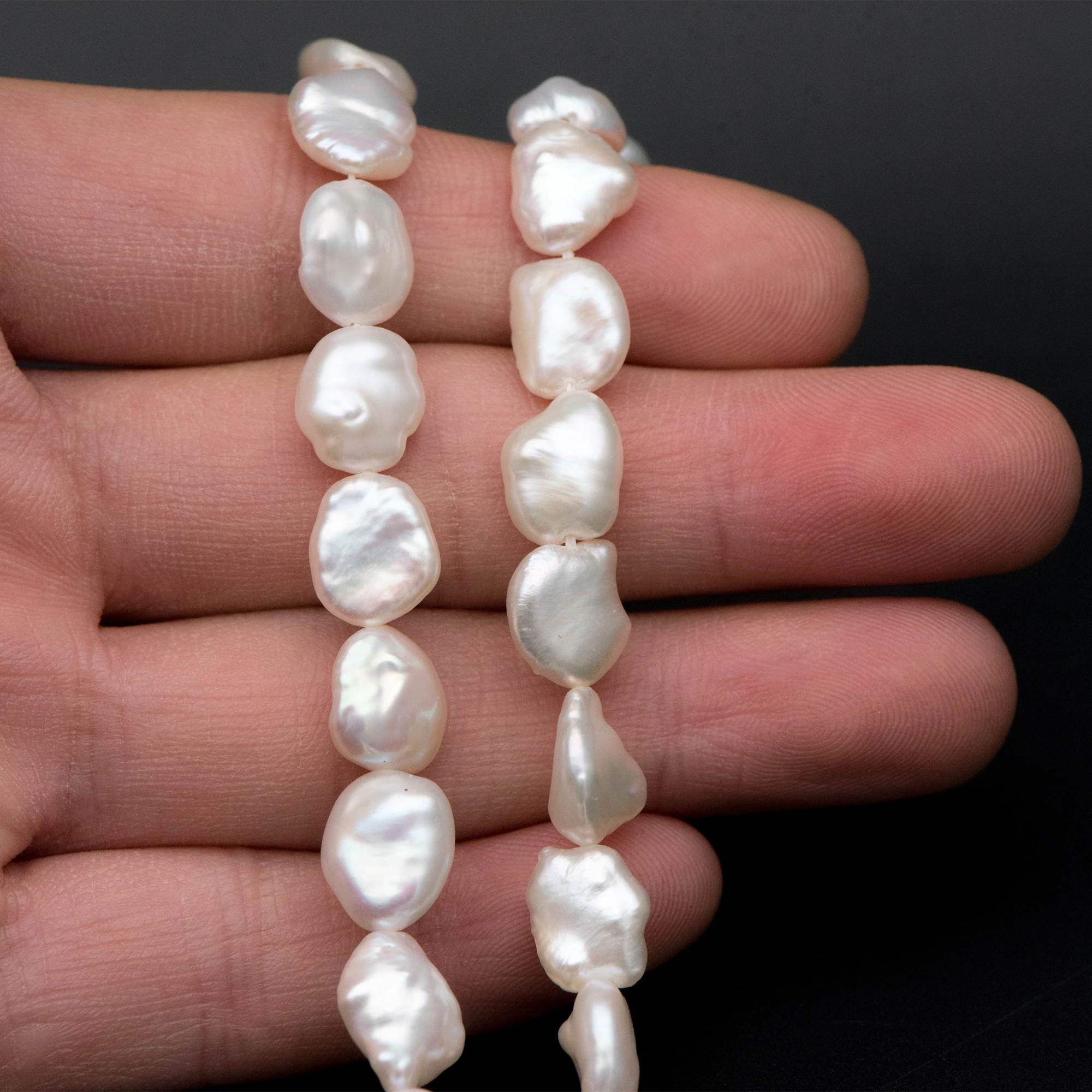 Белый лепестковый жемчуг Кеши 7-8 мм Овальный Монетный барочный пресноводный