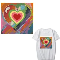 abstract painting patch heat transfer vinyl stickers applique iron on transfer love heart patches for clothing diy t shirt