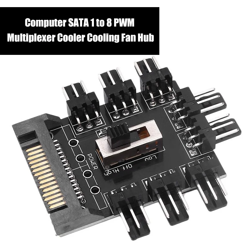 Компьютер SATA 1 до 8 PWM мультиплексор охладитель охлаждающий вентилятор