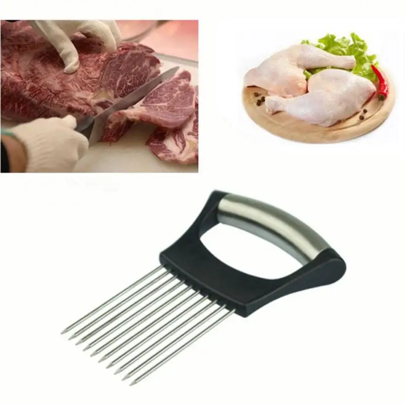 

Multifunction Onion Vegetables Slicer Cutting Loose Meat Tomato Aid Guide Holder Slicing Gadget Safe Fork Onion Cutter
