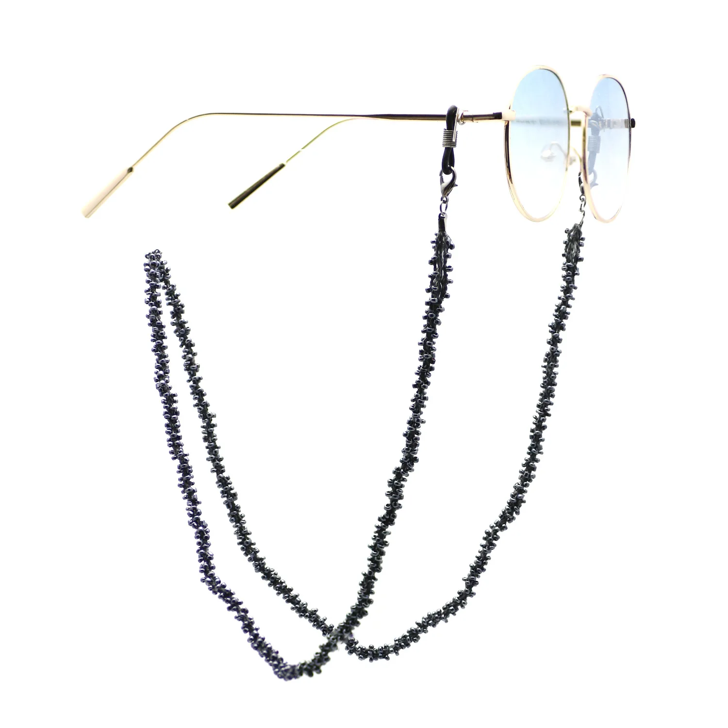 

European and American Fashion Jewelry Black Bead Sunglasses Hanging Chain Glasses Cord Neck Necklace Wholesale