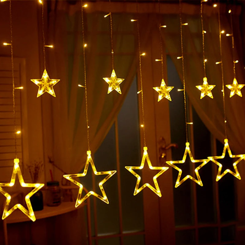 

2.5M LED Christmas Lights Star Curtain String Light EU Fairy Light Outdoor Indoor Garland For Party Wedding Holiday Decoration
