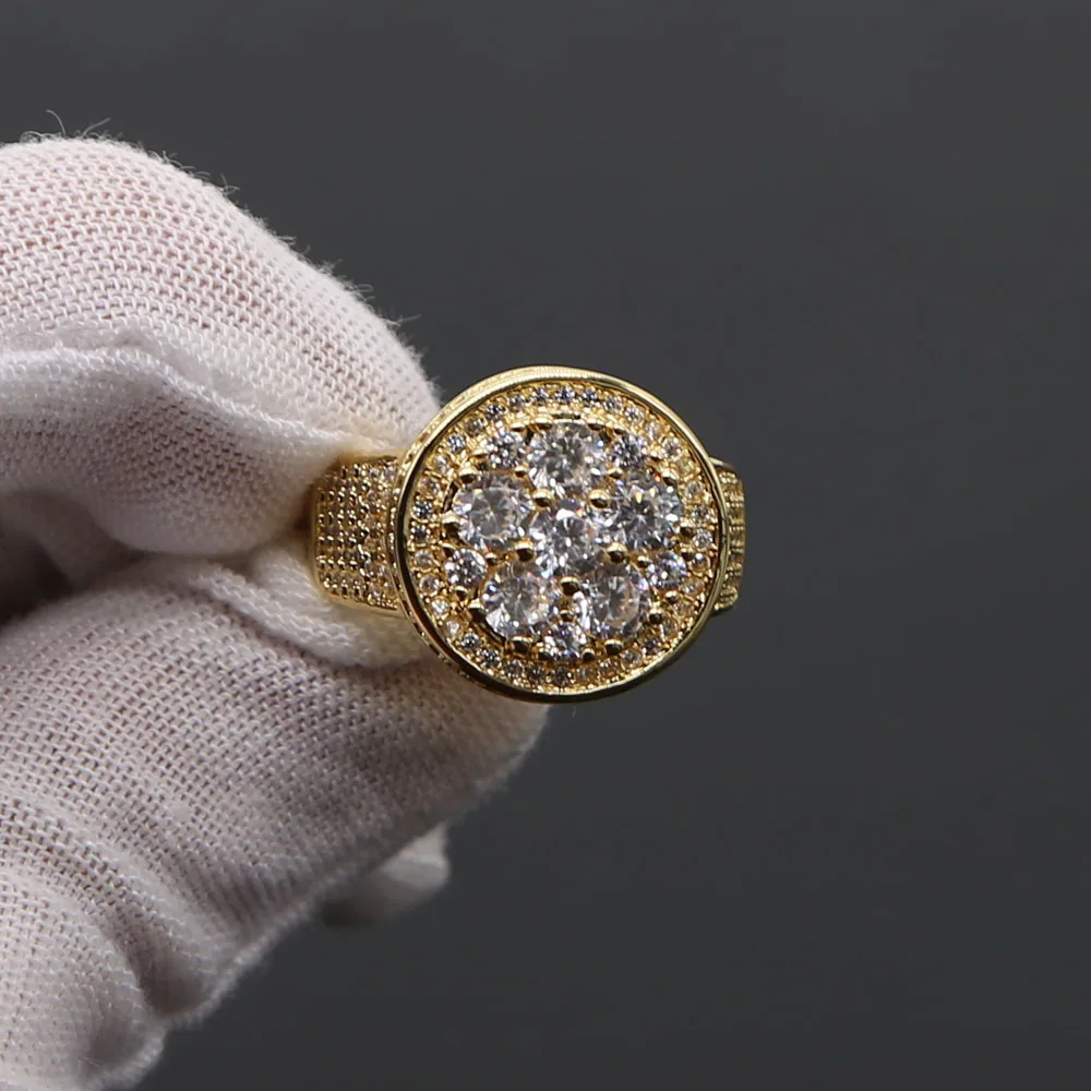 Мужские и женские кольца золотого цвета в стиле хип хоп роскошные свадебные