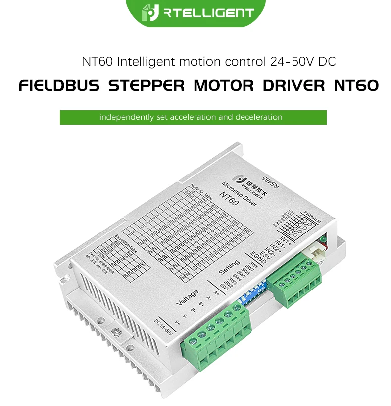 Rtelligent 2 3 фазы Nema 23 24 NT60 RS485 Драйвер шагового двигателя через RS485 сеть Modbus для открытого цикла и замкнутого цикла двигателя