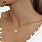 Ювелирные изделия Joolim, ожерелье с квадратной подвеской из поливинилхлоридной стали с золотым покрытием, Стильное ожерелье из нержавеющей стали