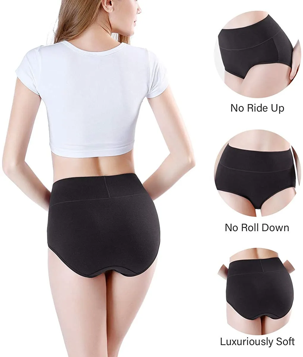 

TELOTUNY High Waisted Women's Cotton Underwear Stretch Briefs Soft Full Coverage Panties Breathable Underpants Female Intimate