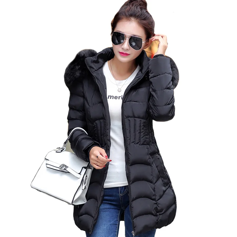 Зимняя женская куртка Толстая теплая парка с капюшоном Женское пальто хлопковой