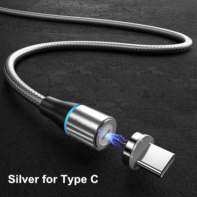 Silver for Type C Магнитный кабель Micro USB для быстрой зарядки Vanniso 2m 3A для iPhone X 7 samsung A50 Xiaomi mi9, магнитный кабель usb type-c для передачи данных - Цвет: Silver for Type C