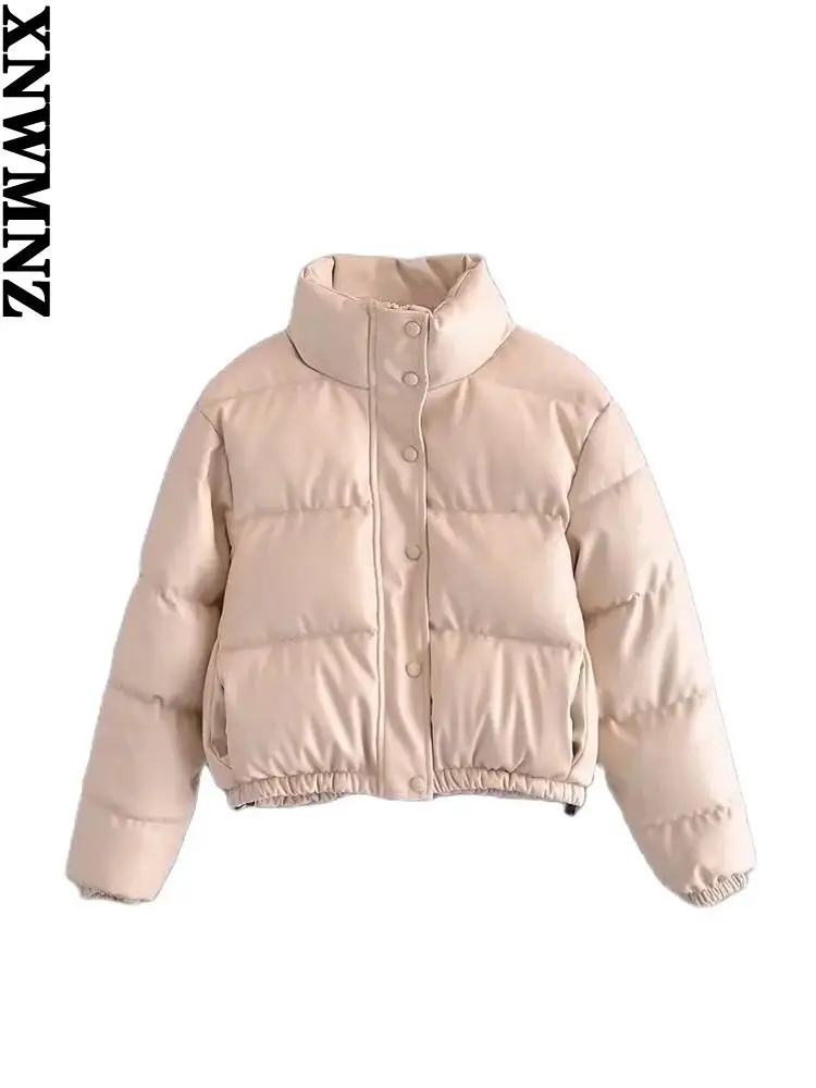 XNWMNZ women's faux leather jacket coat female high neck long sleeves Casual warm winter jackets for women 2021 winter clothes