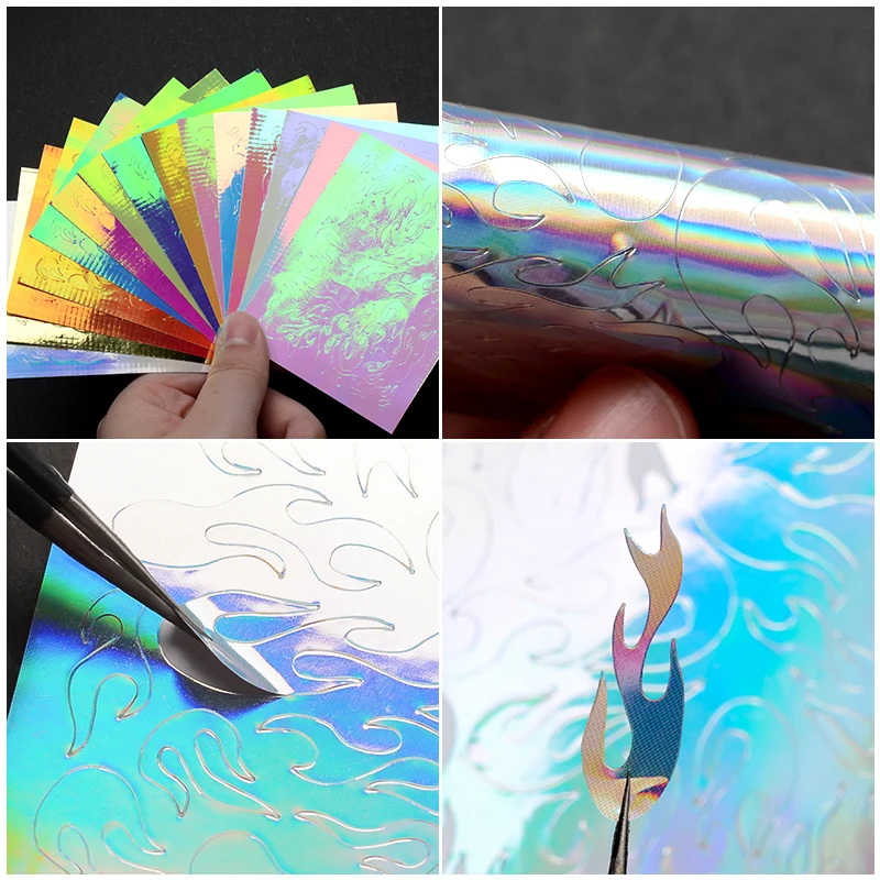 8 3*6 см ногтей Аврора пламени цветные наклейки на ногти пожара Self-клейкая пленка DIY