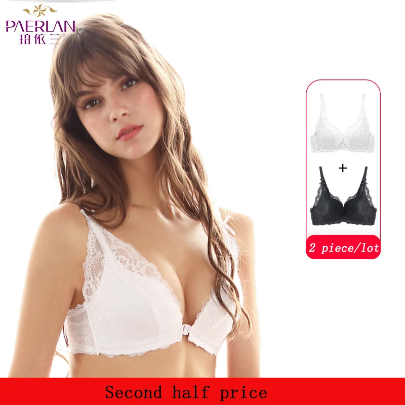 

New Sexy Push Up Bra Deep V Underwear Bra For Women 3/4 Cup Seamless Bra Thin Section Front Clousure Lingerie Halter Solid White