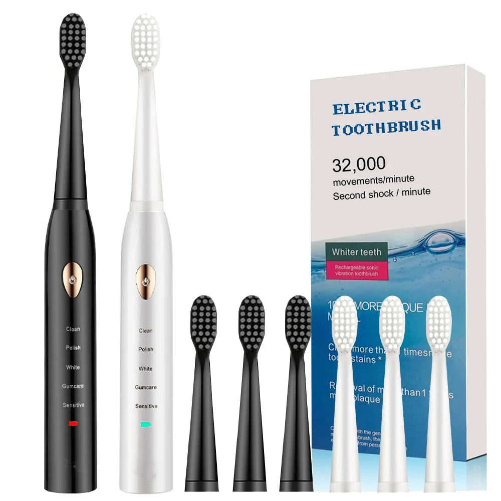 

Newest Super Sonic Electric Toothbrushes for Adults Kids Smart Timer Rechargeable Whitening Toothbrush IPX7 with 3 Brush Heads