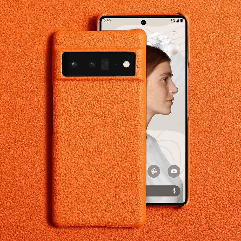 Чехол из натуральной кожи для Google Pixel 6 Pro 5 5A 4 4A лицевая кожа полупрозрачная