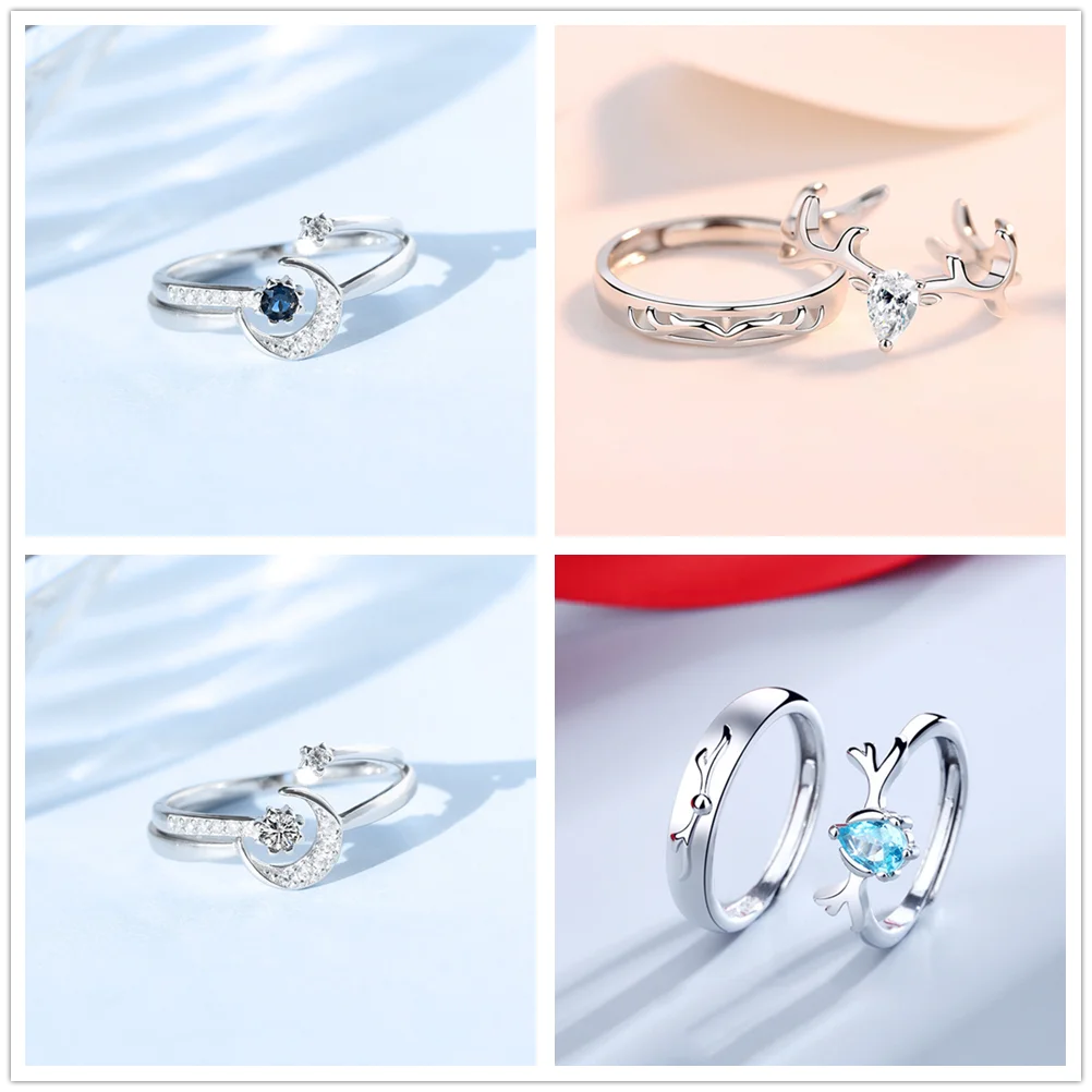 Кольца регулируемые из меди и циркона в форме сердца со стразами|Кольца| |