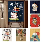 Японская льняная дверная занавеска, украшение в виде кошки на удачу, фэншуй, занавеска для кухни, спальни, ресторана, дверного проема, подвесная занавеска