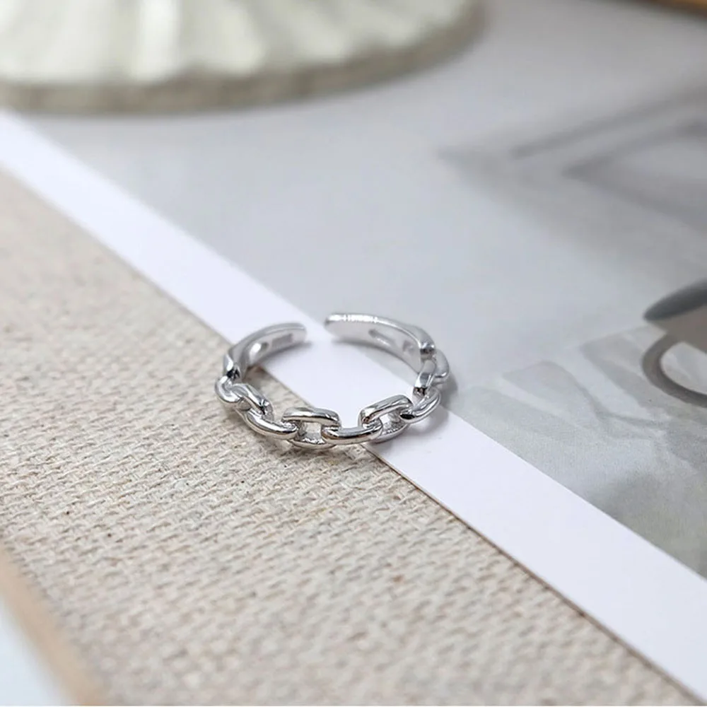 Elegant Finger Rings For Women Simple Smooth Open Link Chain Ring Party Causal Vintage Jewelry Fashion Accessories | Украшения и