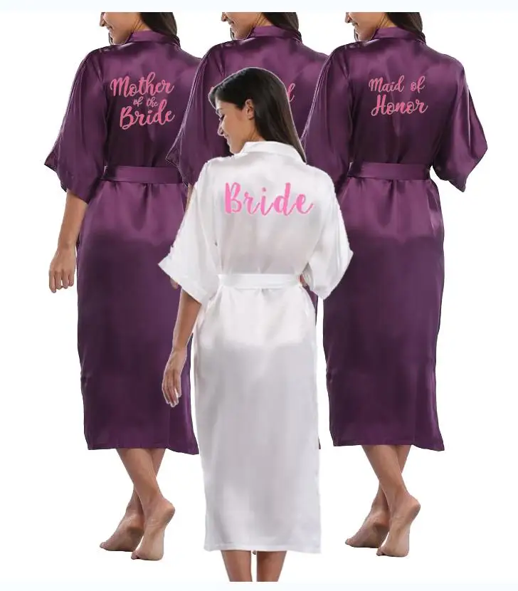 Фиолетовое Женское платье Горячая Распродажа халат из искусственного шелка