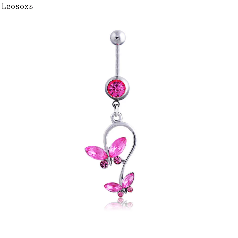 

Leosoxs Explosion models two butterfly stainless steel belly button ring belly button nail body piercing jewelry belly ring